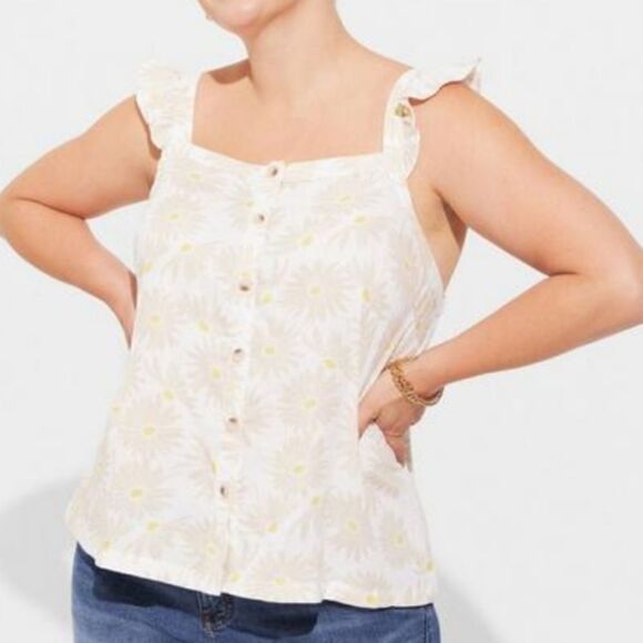 NWT Torrid Gauze Ruffle Tank Top - Picture 1 of 7